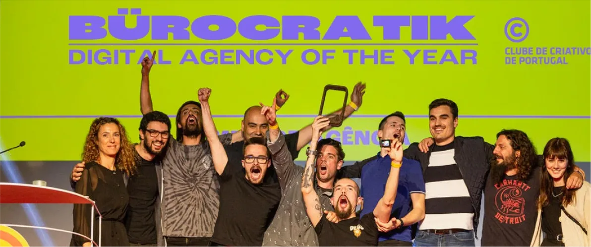 Bürocratik on stage recieving the Digital Agency of The Year Award